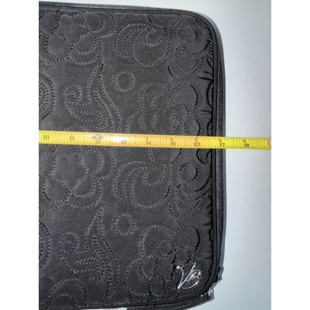 Vera Bradley Bags Quilted Canvas Laptop Bag,‎ Black 17x12